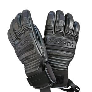 Bogner men's Black Silvan Leather Ski Gloves Size OS